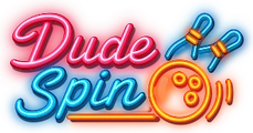 Logo DudeSpin Casino z neonową kulą i kręglami